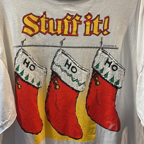 Vintage Christmas T-Shirt / Ho Ho Ho / Sun Sportswear Inc / XL - Picture 4 of 10